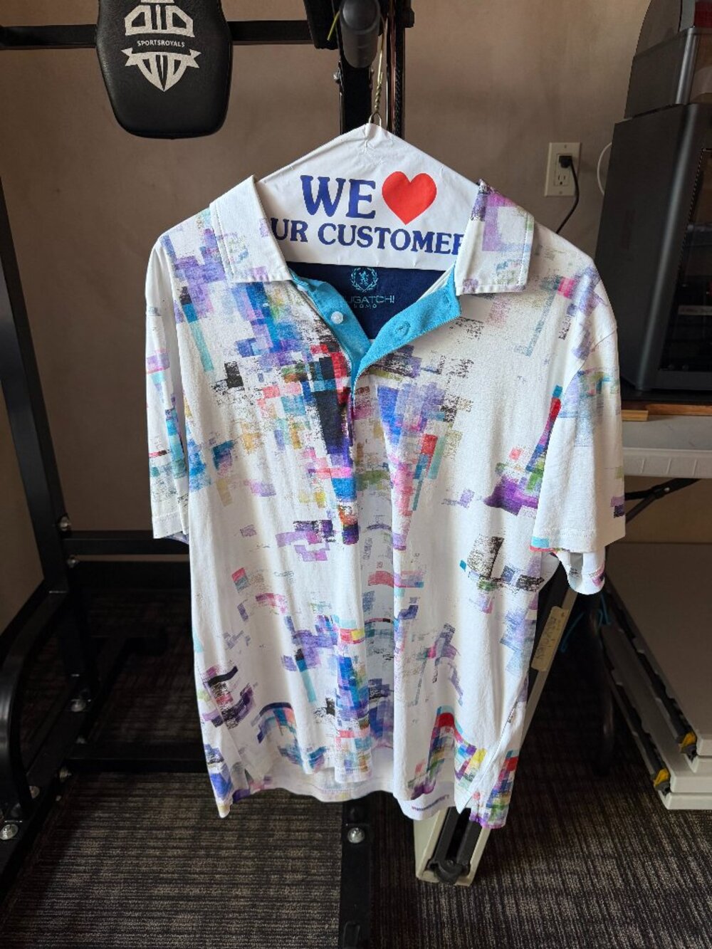 Bugatchi Uomo Multicolor Abstract Print Mercerized Cotton Polo